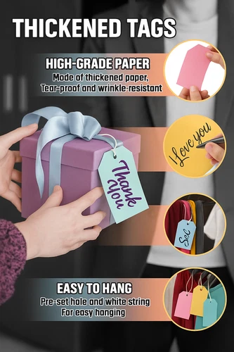 Luggage Tags 135x75mm Pack of 30 Just Stationery Travel Labels with Strings - Picture 5 of 5