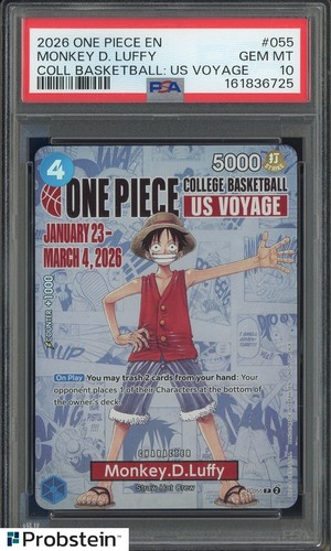 2026 One Piece EN College Basketball US Voyage #055 Monkey D Luffy PSA 10