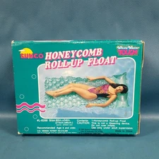 Vintage 1994 Sunco Honeycomb Roll-up Float Lounge Inflatable Blue SEALED