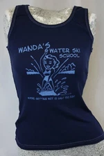Womens Juniors David & Goliath Wanda's Water Ski School Tank Top Vintage Shirt