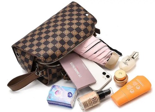 Bolsos de mano de almohada de cuero PU a cuadros para mujeres Bolsos de hombro Bolso cruzado - Imagen 13 de 19