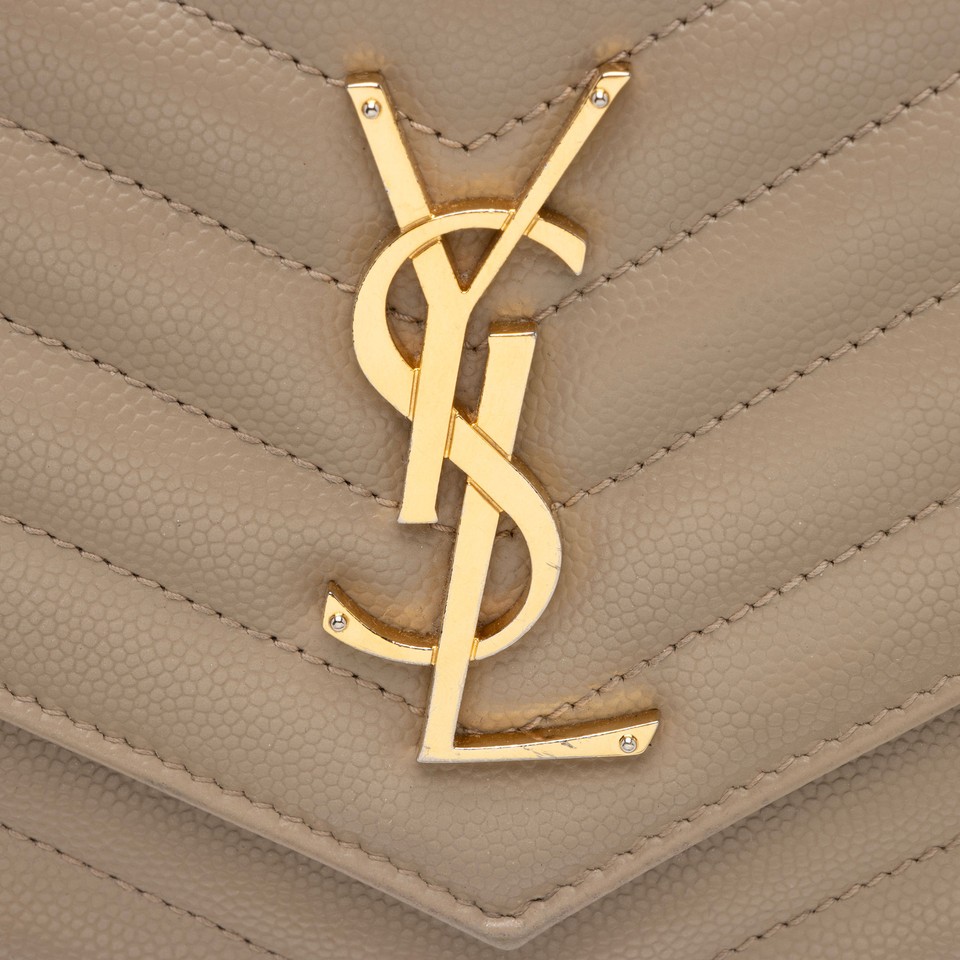Saint Laurent Matelasse Grain de Poudre Monogram Chain Wallet FINAL