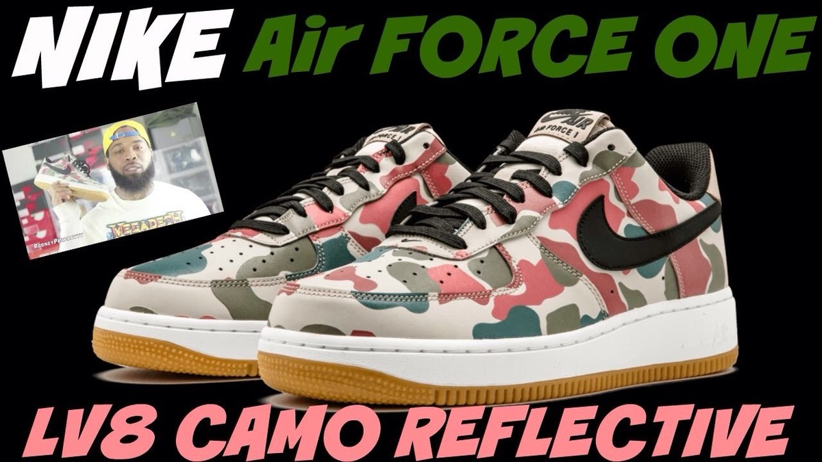 Nike Air Force 07 LV8 Reflective Camo Light Brown 2016 718152-201 Size  Rare!