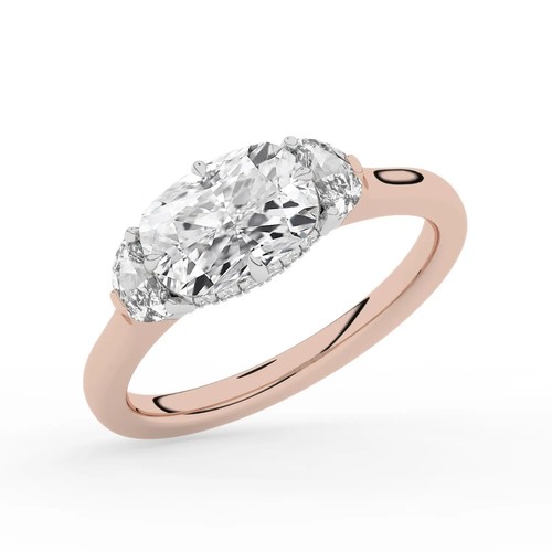 Cushion Solitaire Labgrown Diamond Trilogy Ring 18k Rose Gold 2.45 Ct F VVS2 - Picture 21 of 23