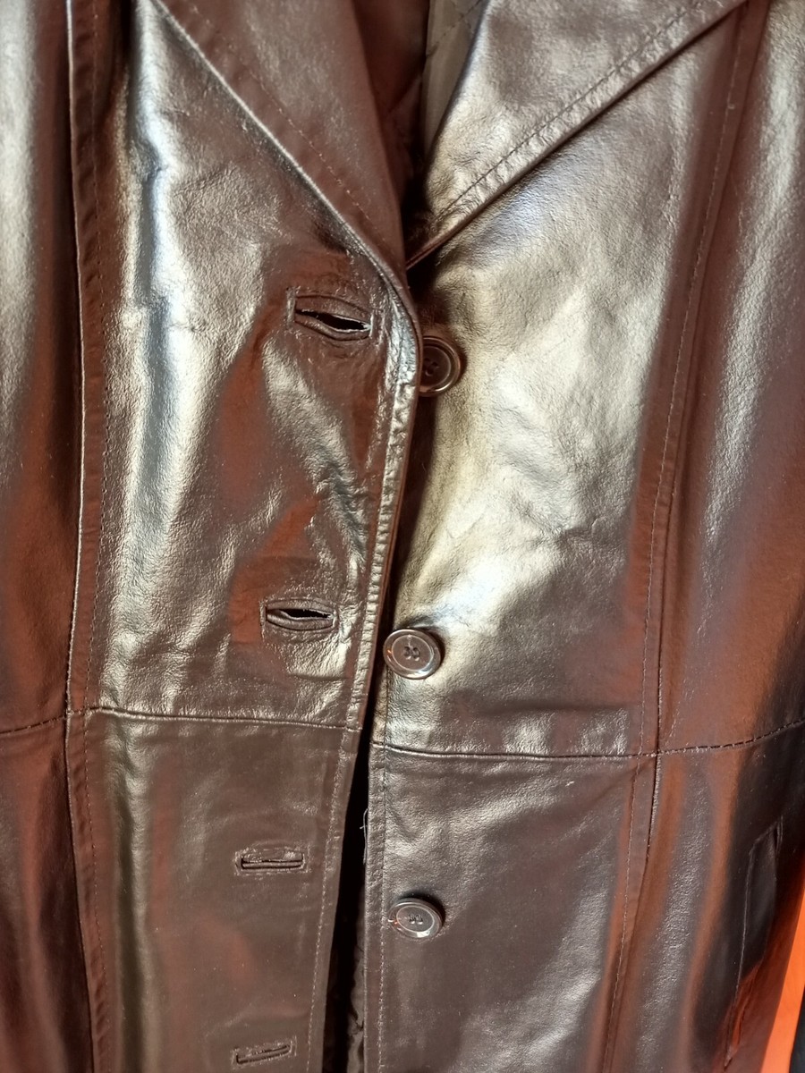 Giacca Di Pelle Lunga Donna Vintage anni 90 taglia M made in Italy