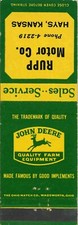 John Deere Matchbook Cover Rupp Motor Co Hays Kansas