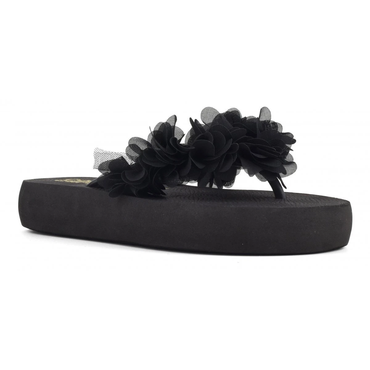 Colors of California BLACK Women s Flower Trim Platform Flip Flop US 8 EU39