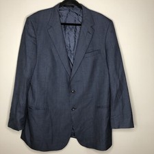 Jos A Bank Men's 48 Long Blue Silk Wool Blend Two Button Single Vent Sport Coat