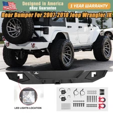 Rear Bumper For 2007-2018 Jeep Wrangler JK with LED Brake Lights Powder Coated 