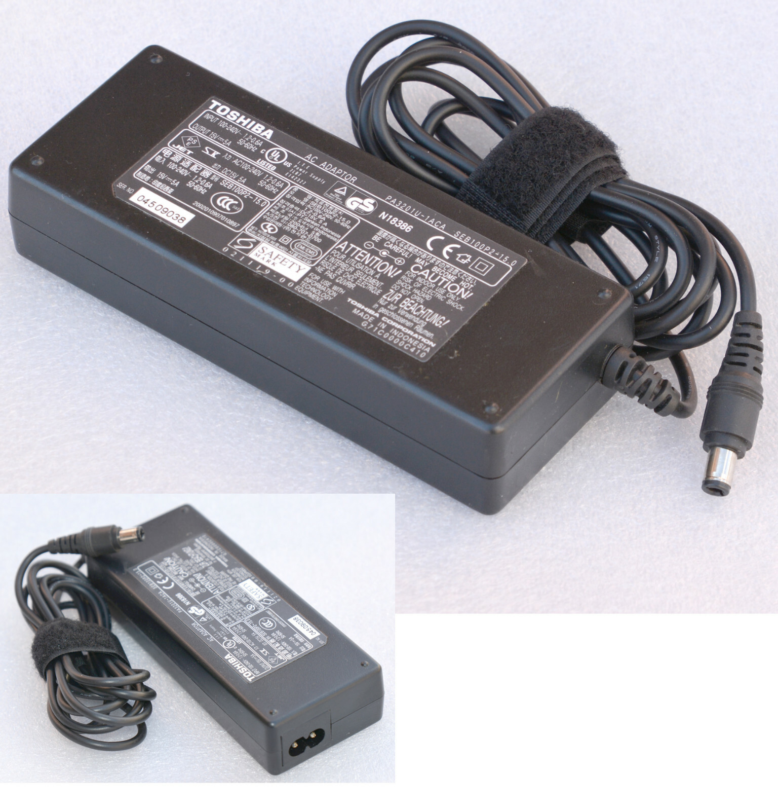 Power Supply Adapter Toshiba 15V 5A PA3283U-1ACA PA3201U Satellite Pro Tecra N55