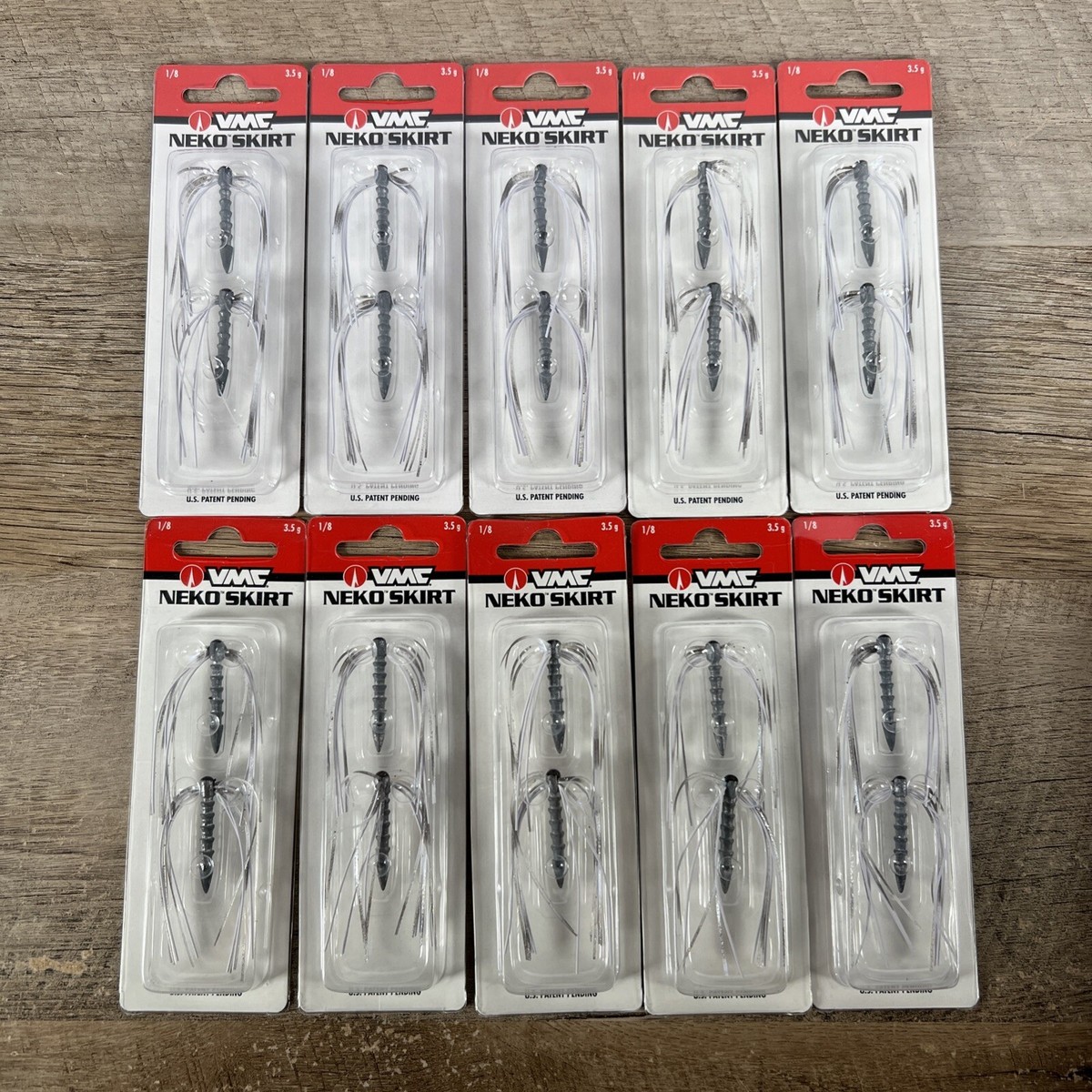 (10) VMC Neko Skirt 1/8oz Shad Color Neko Rig Weight White