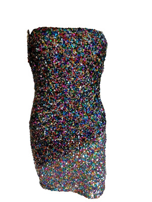 B. Smart Sequin Multicolor Backless Fitted Party Formal Prom Dress Size M NWT