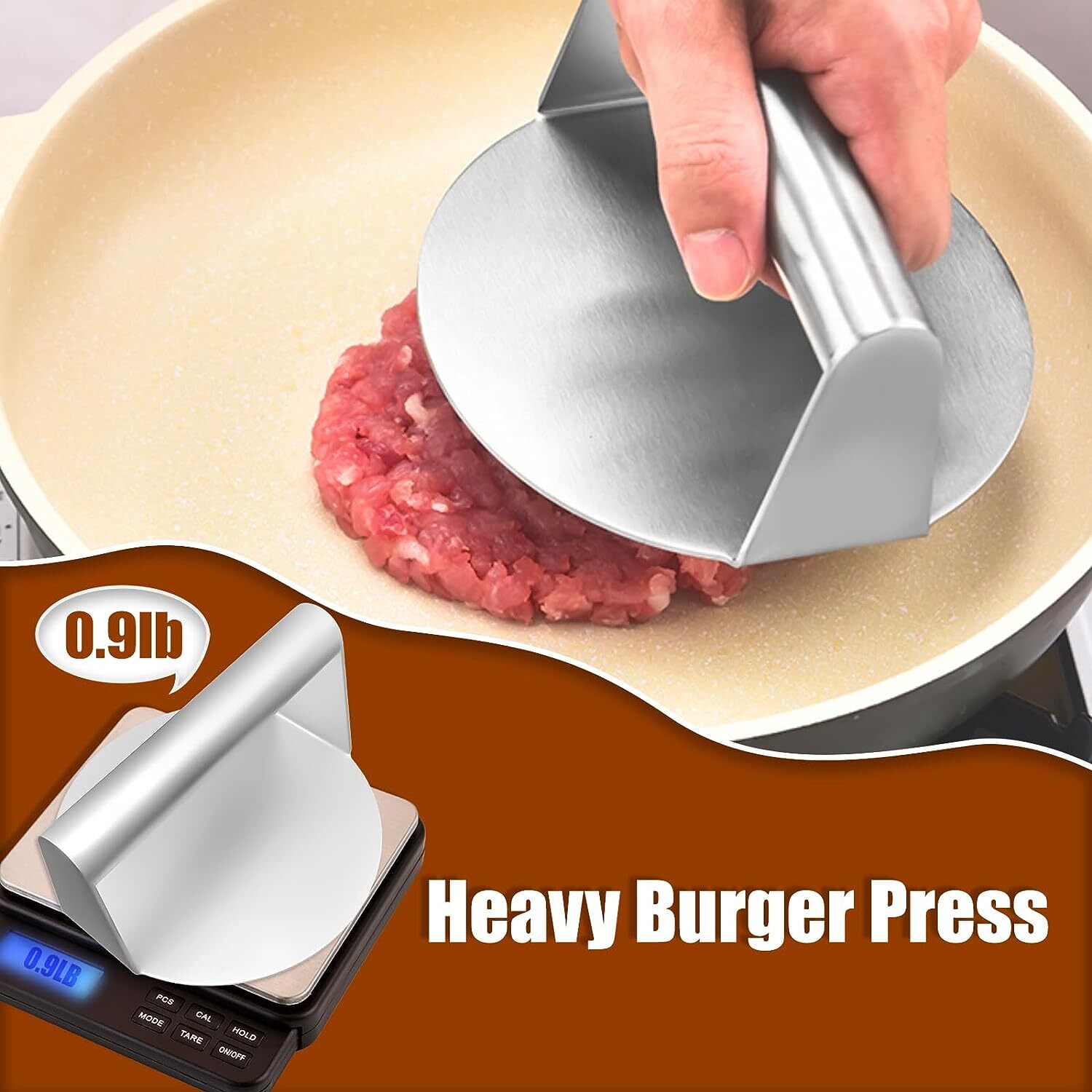 Stainless Steel Burger Smasher HeavyDuty Bacon Grill Burger Press 14