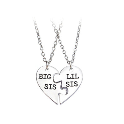 2PCS Sister Necklaces Pendant for Treasured Set Forever Love