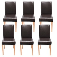 6Er-Set Esszimmerstuhl Stuhl Lehnstuhl Littau Leder, Braun Helle Beine