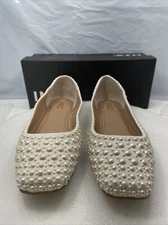INC Juney Embellished Square Toe Ballet Flats, Peral, Women Size 10.5M Item#893