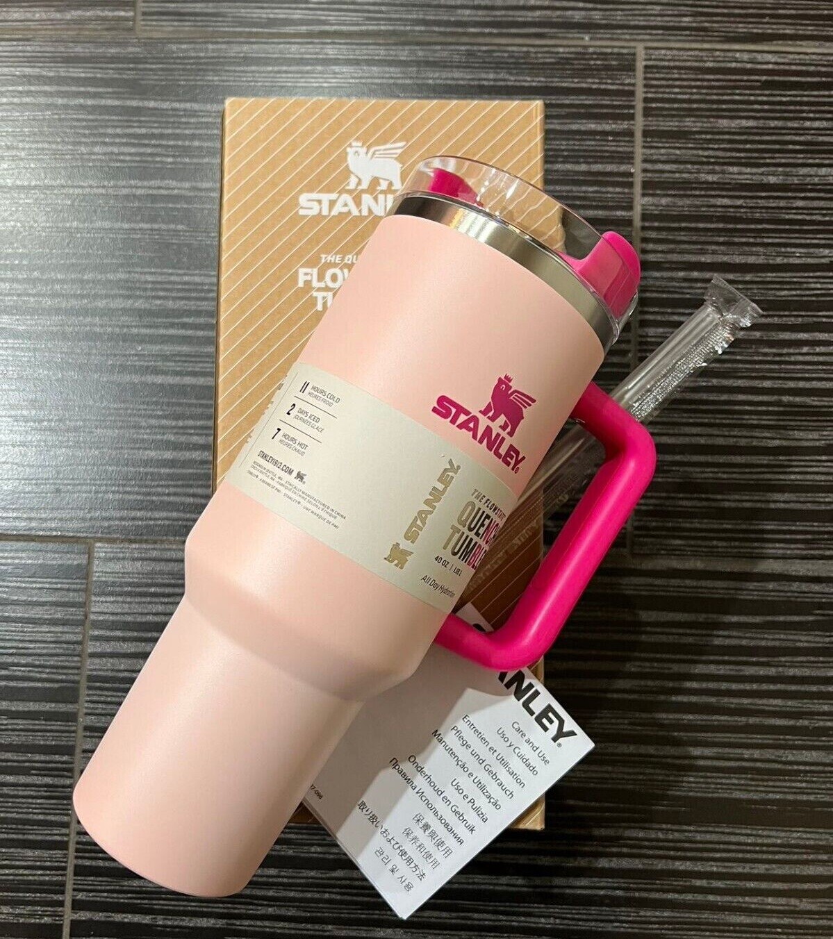 Valentines Day Flamingo Stanley Cup 40 oz Quencher H2.0 Stanley Tumbler ...