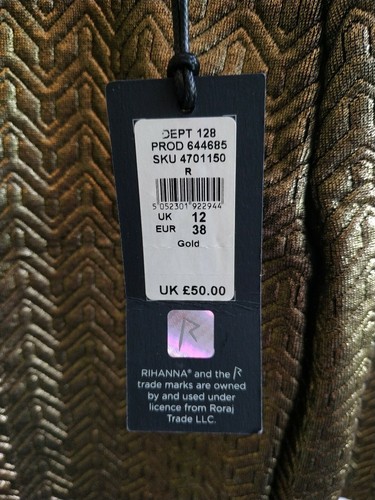 River Island Rhianna Ladies Gold Stretch Backless Mini Dress BNWT Size UK 12 - Picture 3 of 3