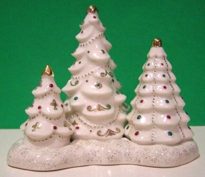 LENOX MISTLETOE PARK set of TREES -- Village Treasures series