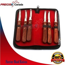6Pcs Farrier Hoof Knives Equine Horse Knife Farrier Horse Trimming W/Leather Kit