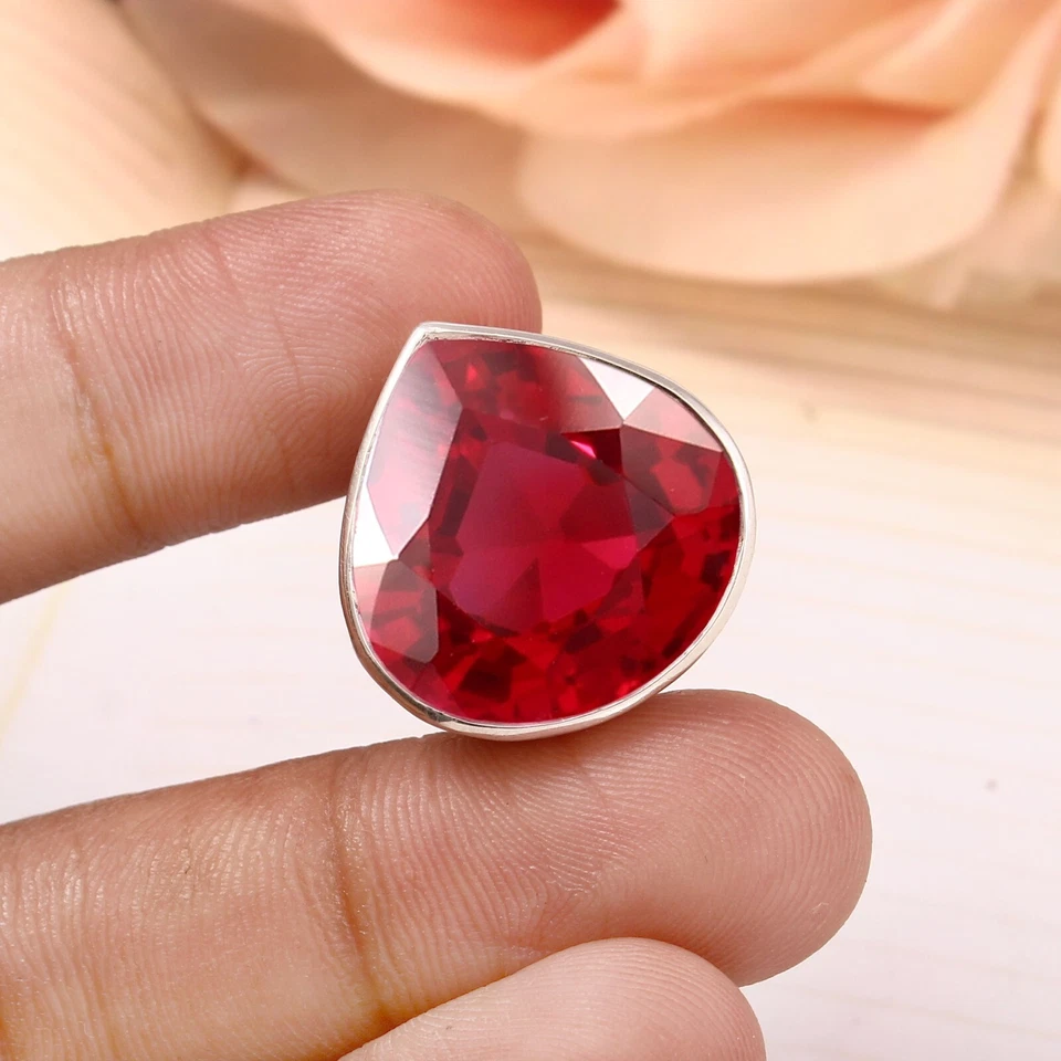 AAA+ Naturale Mozambico Rosso Rubino 925 Pendente Argento Anniversario Regalo - Immagine 4 di 4