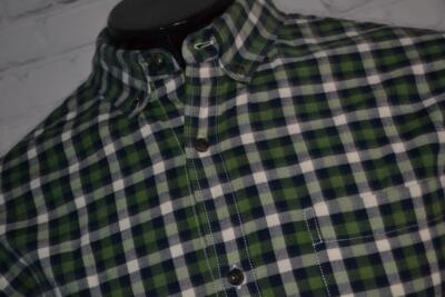 44258-a Banana Republic Luxe Flannel Shirt Green Plaid Size Large