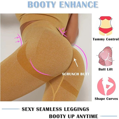 Pantaloni Yoga Donna Vita Alta Leggings Anticellulite Allenamento Compressione Push-Up - Foto 4 di 46