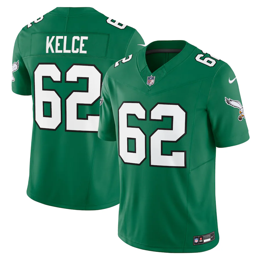 Jason Kelce #62 Eagles Stitched Kelly Green Retro F.U.S.E Jersey. NWT