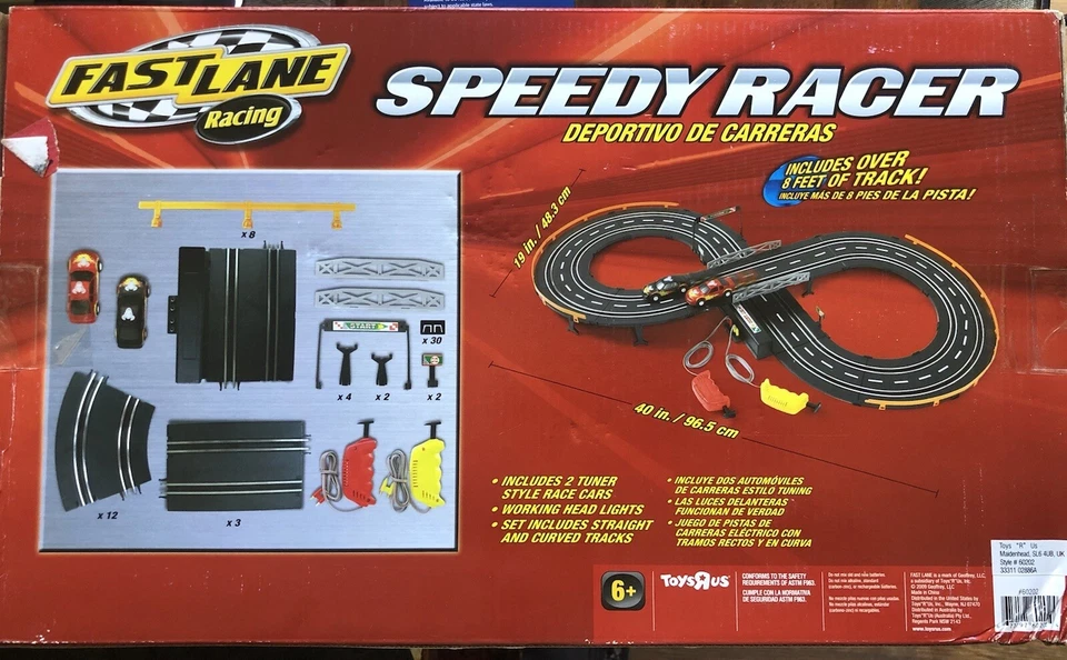 Toys R Us Fast Lane Speedy Racer Slot Car Race Track Set With 2 Tuner Style Cars - Image 2 of 2