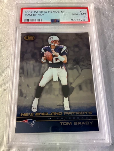 2002 TOM BRADY FOOTBALL CARD #71 PSA 8 PACIFIC HEADS UP #2