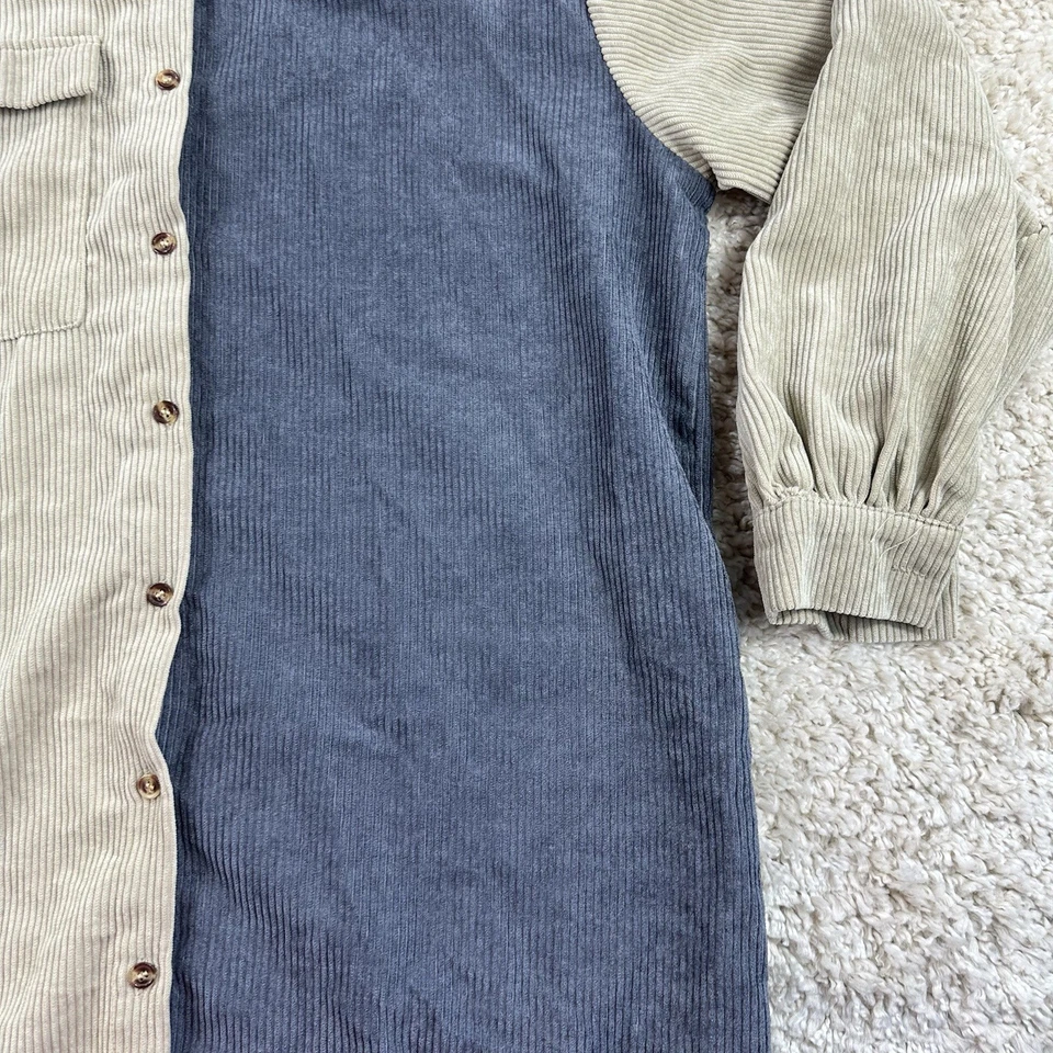 Vestido Camisa Mujer Nasty Gal Talla 6 Pequeño Pana Color Bloque Botón Delantero Foto 2 de 4