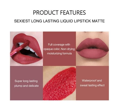 6Pcs Matte Liquid Lipstick Makeup Set, Matte Liquid Long-Lasting Wear Non-Stick
