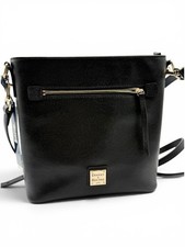 Dooney Bourke Black Saffiano Leather Crossbody Small Zip Bag Purse NWT