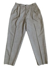 Vintage 100 Wool Houndstooth Dress Pants High Waist Pleated Office Career 12/14
