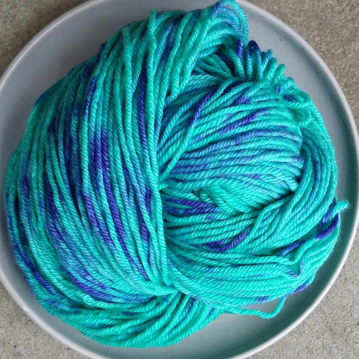 Hand Dyed 8ply Yarn, 100g 200m Variegated Aqua Violet Merino Nylon Silk