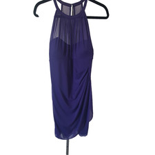 David's Bridal Halter Neck Bridesmaid Dress Sz 8 Purple Wedding Party Sheer