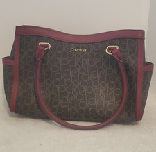 Calvin Klein Monogram Satchel Top Handle Brow...