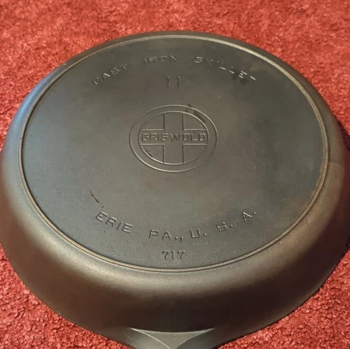 Griswold Cast Iron Skillet No. 11 Cast Iron Cookware Erie PA USA 717 Vintage