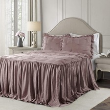 Ravello Pintuck Ruffle Skirt Bedspread Set - Luxe 3 Piece Ruffled Bedding Set...