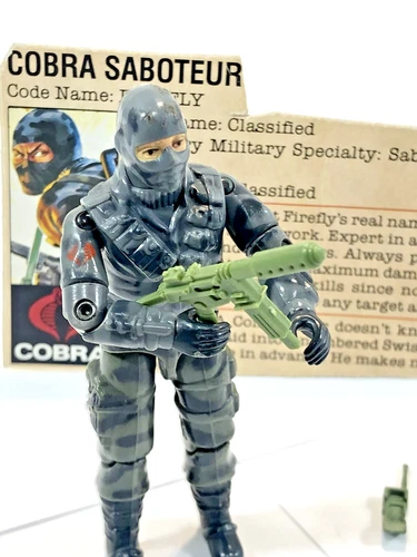 VINTAGE GI JOE ARAH COBRA FIREFLY 1984 COMPLETE WITH CARD HASBRO