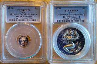 GOLD & SILVER 2026 $1 Niue 22K Gold & 2026 $1 Silver Coin "Earth Reflections"