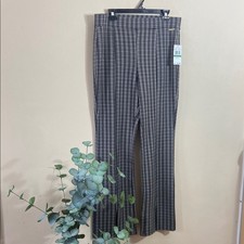 New Michael Kors Black Grey Women's Pull on Flare Pants Large HoundsTooth Fall