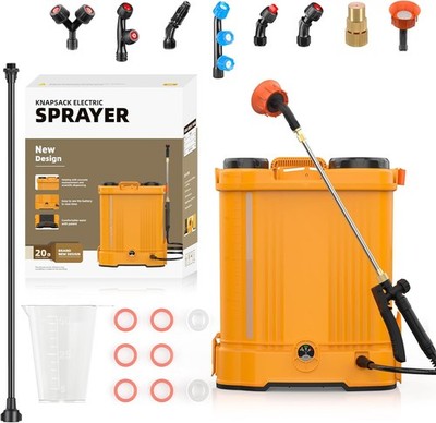 Backpack Garden Sprayer, uses DeWalt 20V, 5 Gallon,90 PSI Electric, 8 Nozzles