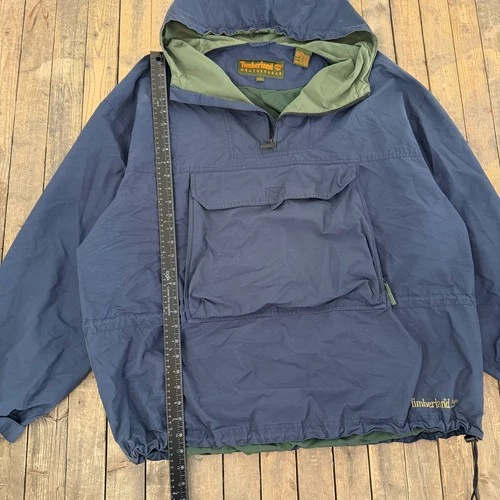 Vintage 90s Timberland Weathergear Anorak Pullover Jacket Mens XXL Navy Hooded image 4