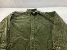 Eddie Bauer Shirt Mens Large Green Corduroy Button Down Long Sleeve Vintage 90s