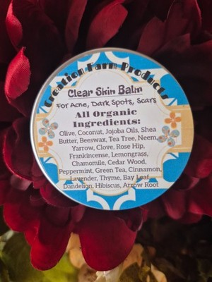 Organic Balm, Lotion, Cream, for Acne, Dark Spots, Scars, and General Clear Skin
