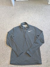 MENS NIKE DRI FIT LONG SLEEVE GRAY/BLACK 1/4 ZIP PULLOVER SIZE MEDIUM SWOOSH