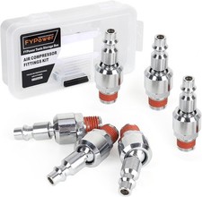 Air Hose Fittings, 6 Pieces I/M Industrial Type 6 Swivel Plug, Silver
