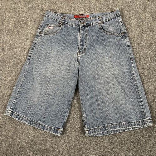 Pantaloncini jeans vintage Mecca uomo 38x14 blu larghi larghi larghi relax jorts Y2K skater denim - Foto 1 di 12