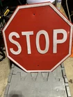 Vintage 24" Porcelain? Stop Sign Red/White Sparkly Crazing